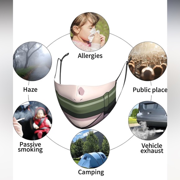 Demon Slayer Nezuko Pink & Green Bamboo Muzzle Unisex Facemask - Picture 8 of 11